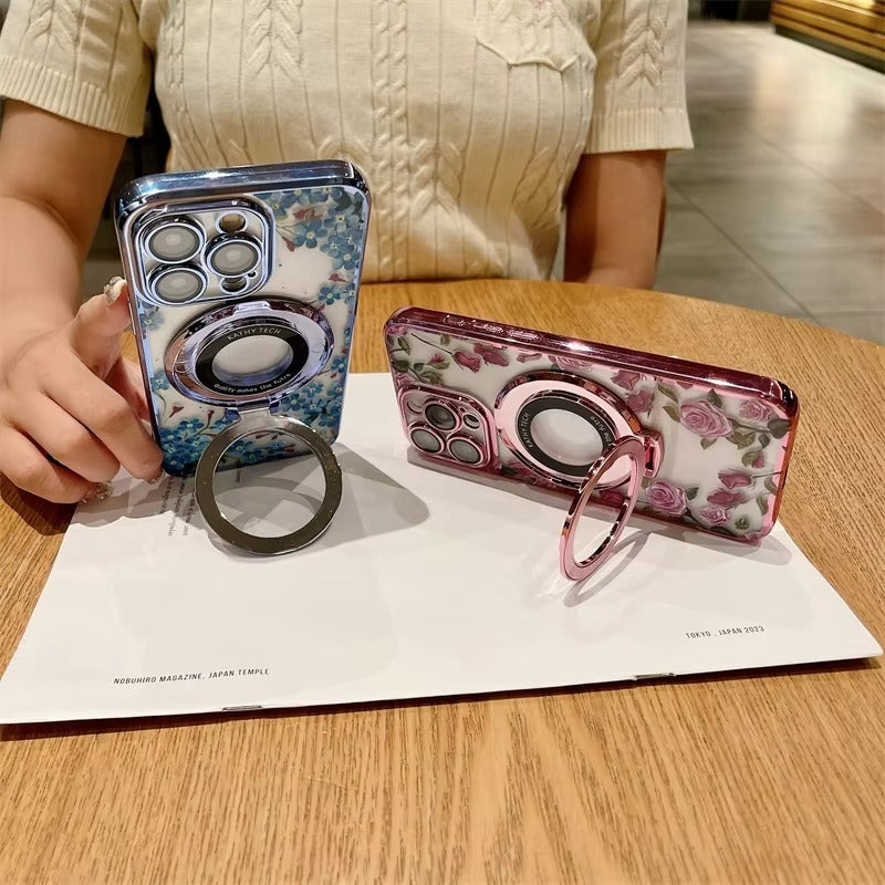 Premium Apple iPhone Case, MagSafe Compatible, Camera Lens and Screen Protection, Ultra Thin, Shockproof, Magnetic, Full All Around Protection, CD Flower Holder Cover