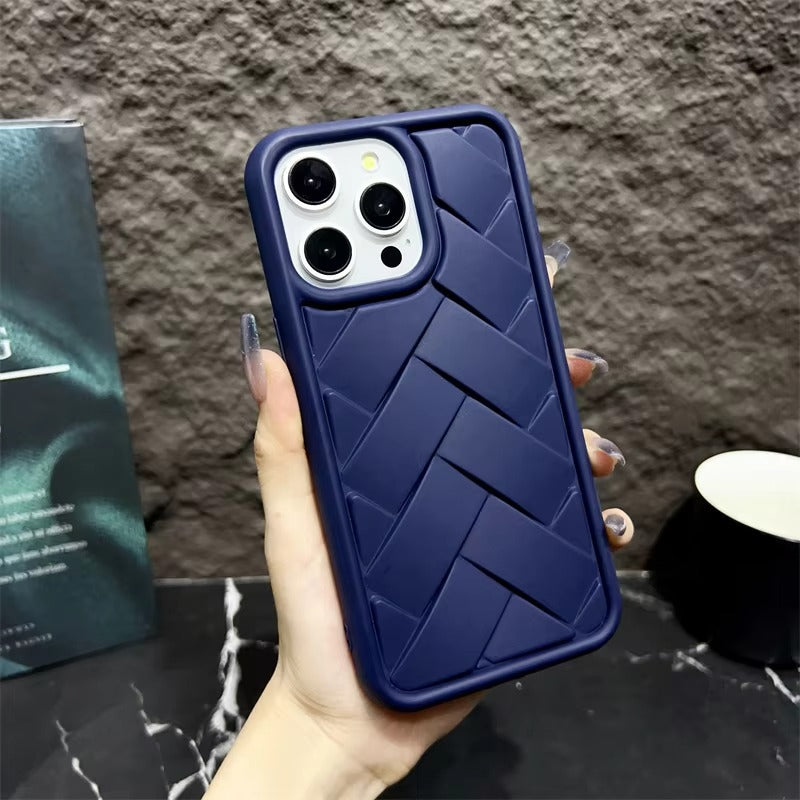 Luxury Apple iPhone Case, MagSafe Compatible, Camera Lens & Screen Protection, Ultra Thin, Shockproof, Magnetic Full All Around Cover – 3D Woven Pattern Soft Silicone Case with Heat Dissipation & Solid Protection