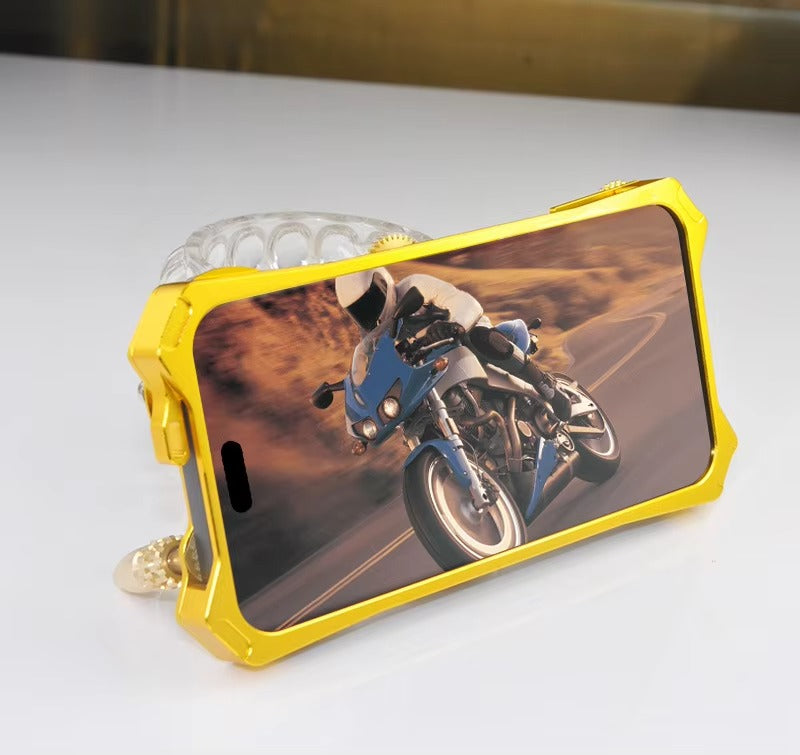 Luxury Armor Apple iPhone Case, MagSafe Compatible, Magnetic Cover with Metal Kickstand, Back and Skull Compass Design