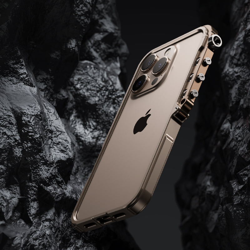 Luxury Aluminum Alloy Armor Frame iPhone Case – 360° Mechanical Metal Bumper for iPhone Models, Durable and Stylish Design