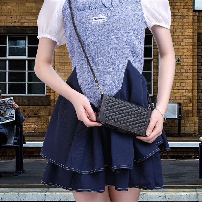 Luxury Flip Leather Wallet iPhone Case – Long Lanyard, Zipper Closure, Card Holder, and Premium Design for iPhone