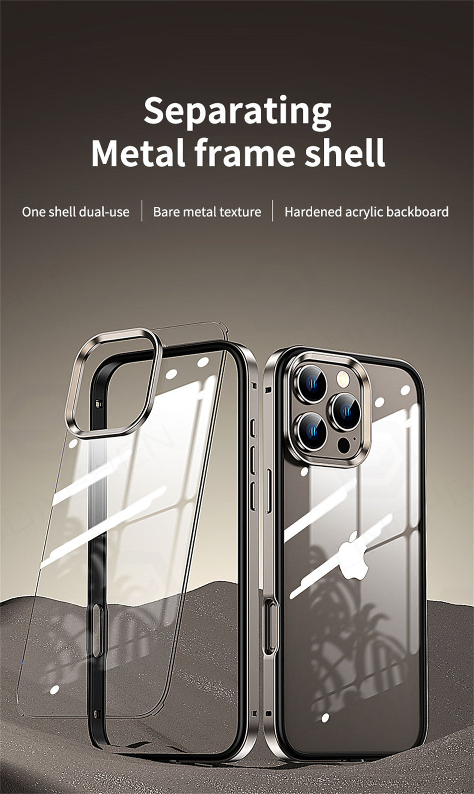 Luxury 2-in-1 Clear Acrylic iPhone Case - Ultra-Thin Aluminum Metal Lens Frame, Alloy Bumper, Design | Case for iPhone
