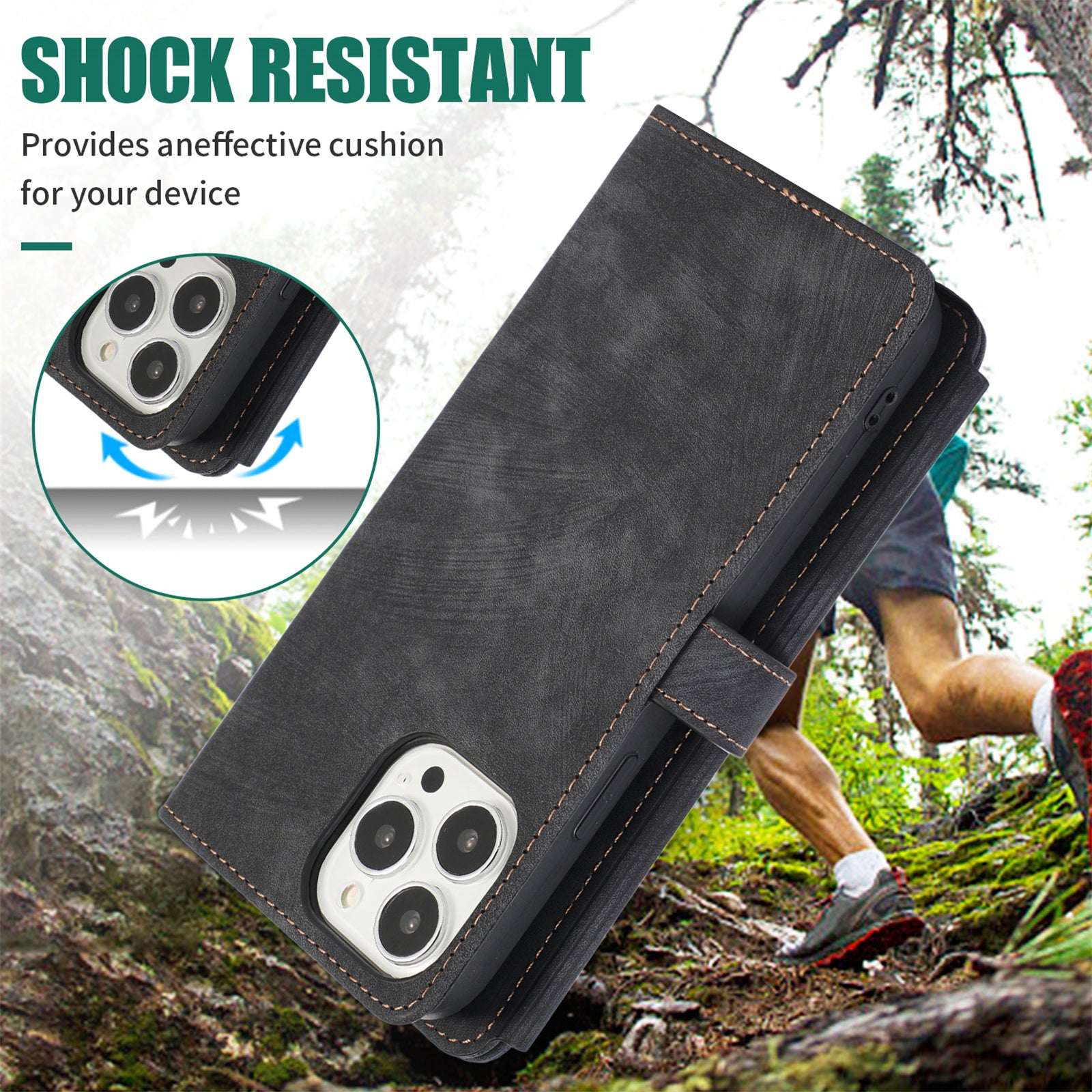 Luxury Crossbody Zipper Wallet iPhone Case – Leather Card Holder, Lanyard Strap, Closure Hands-Free Convenience for iPhone