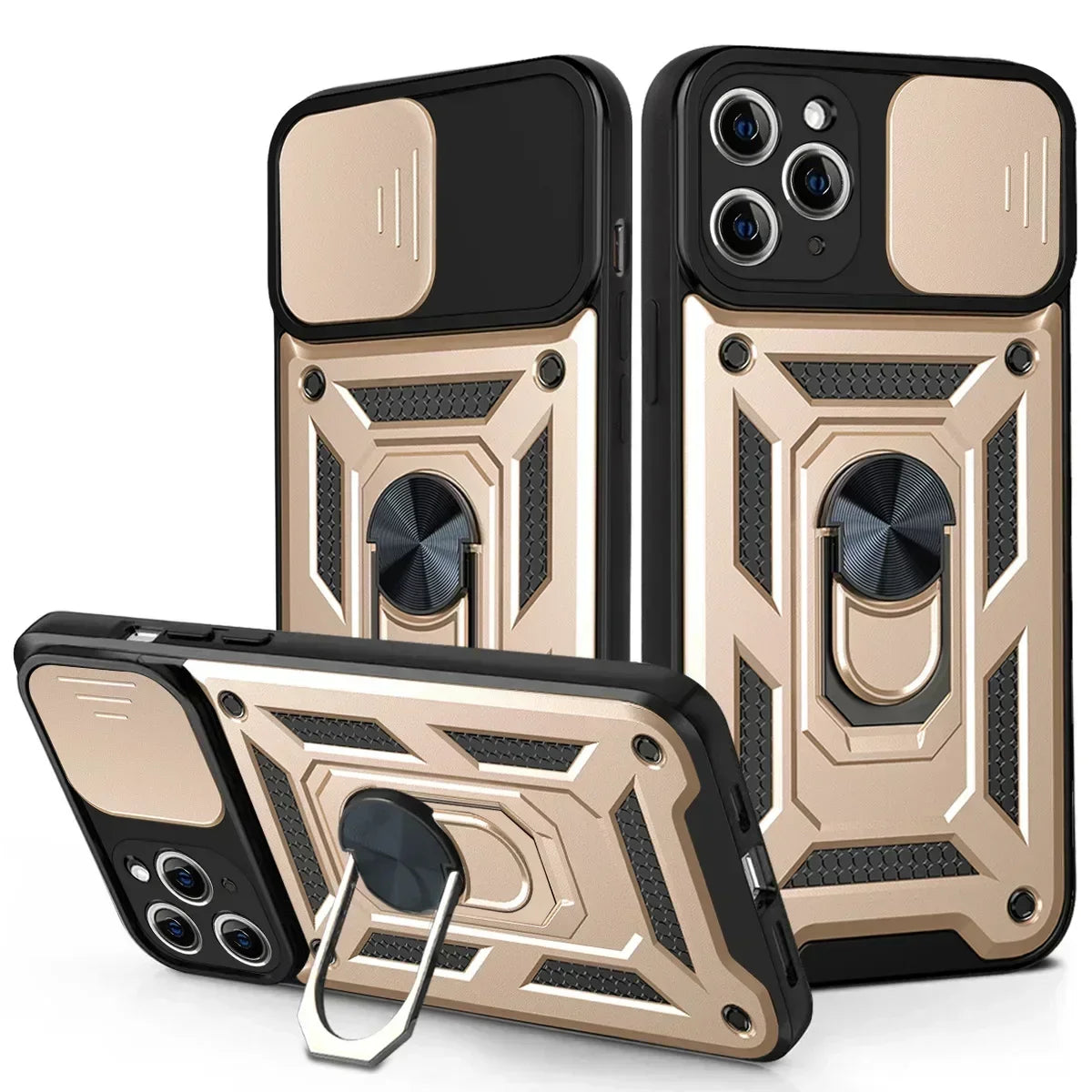 Shockproof Armor iPhone Case – Slide Camera Lens Protection, Rugged Full-Body Cover for iPhone Models