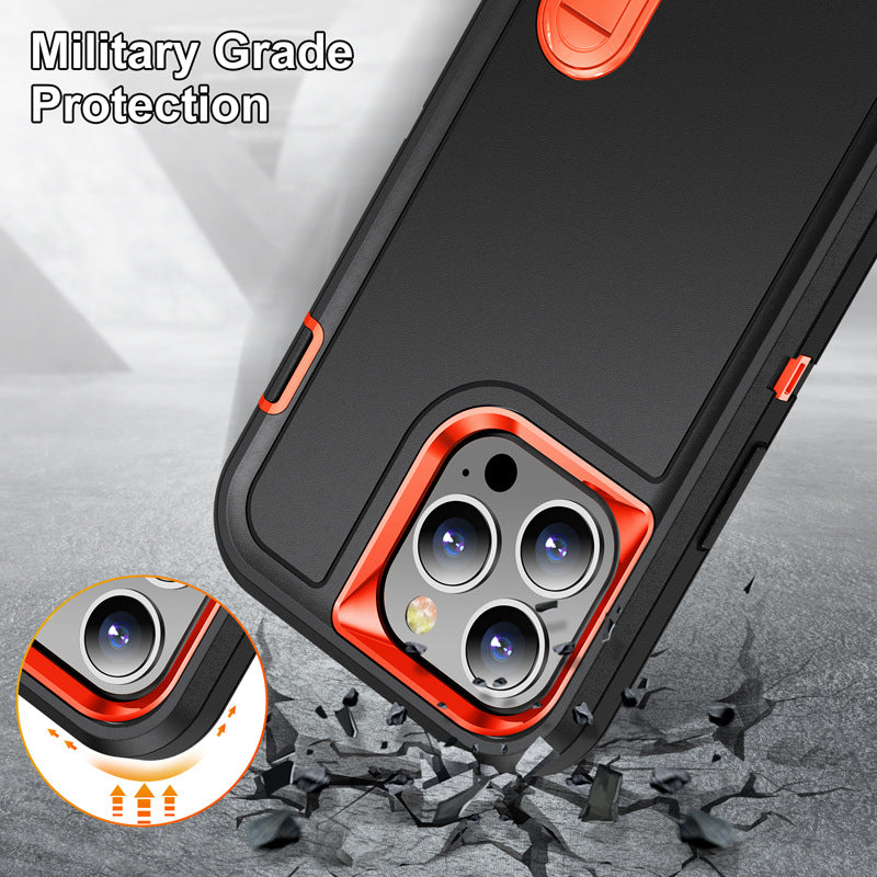 Hybrid Military-Grade Defender iPhone Case – Kickstand Full-Body Protection Cover for iPhone Models, Rugged and Shockproof 