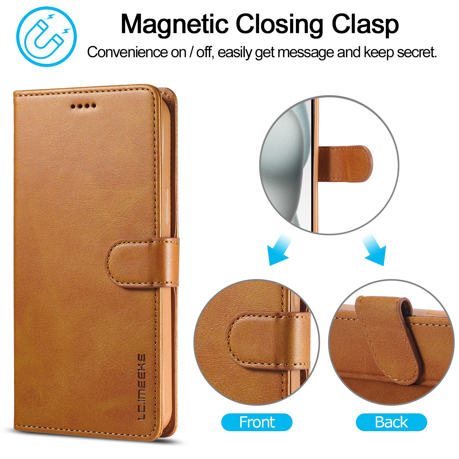 Luxury Leather Wallet iPhone Case – Flip Cover with Card Slot, Magnetic Closure, and Premium Protection for iPhone Models
