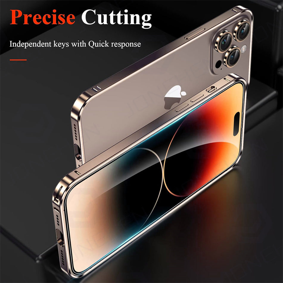 Luxury Ultra-Thin Metal Bumper iPhone Case - Light Aluminum Alloy Frame, Durable Back Protection, Sleek Desert Gold Finish 