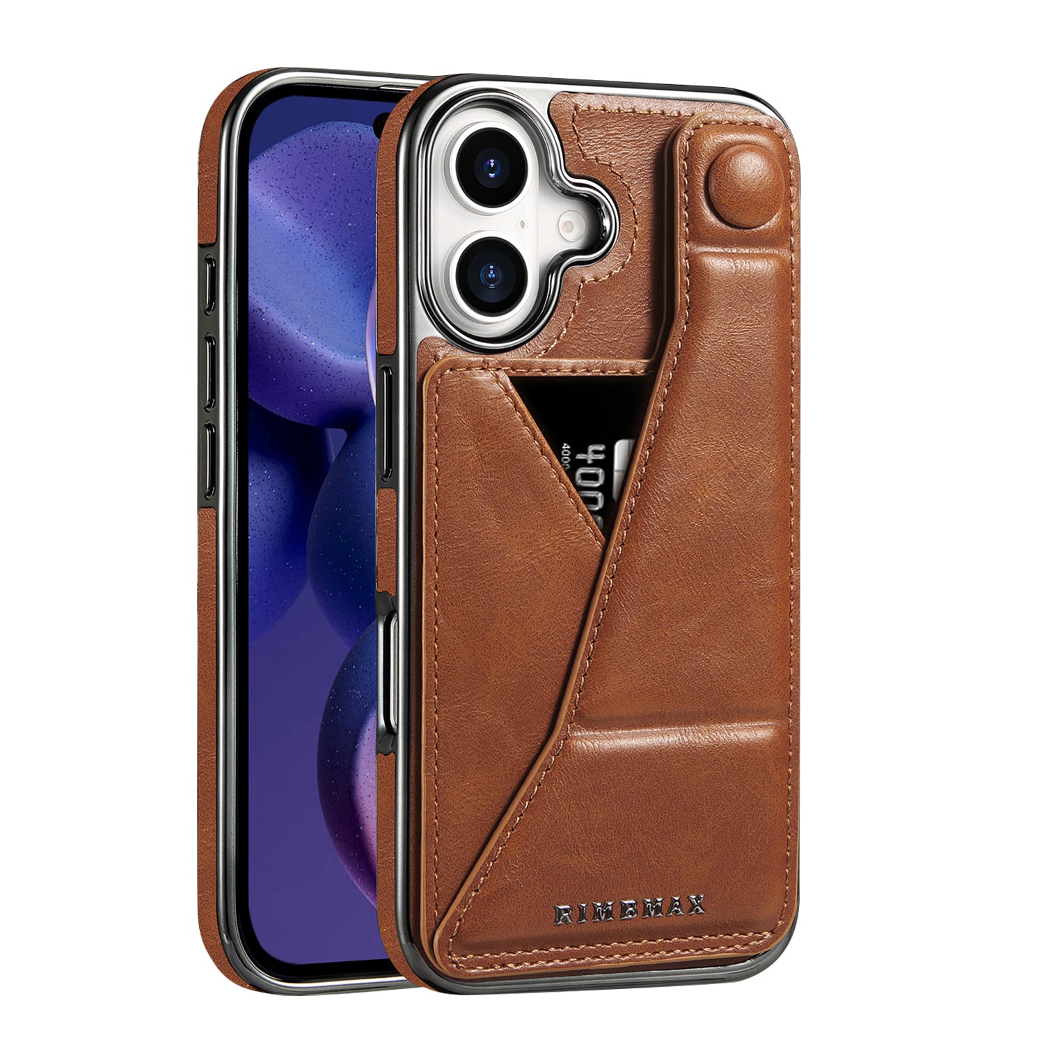 Luxury Electroplated Leather iPhone Case – Stand Card Holder, Premium Anti-Fall Protection, Stylish Design, and Durable Cover for Ultimate Convenience