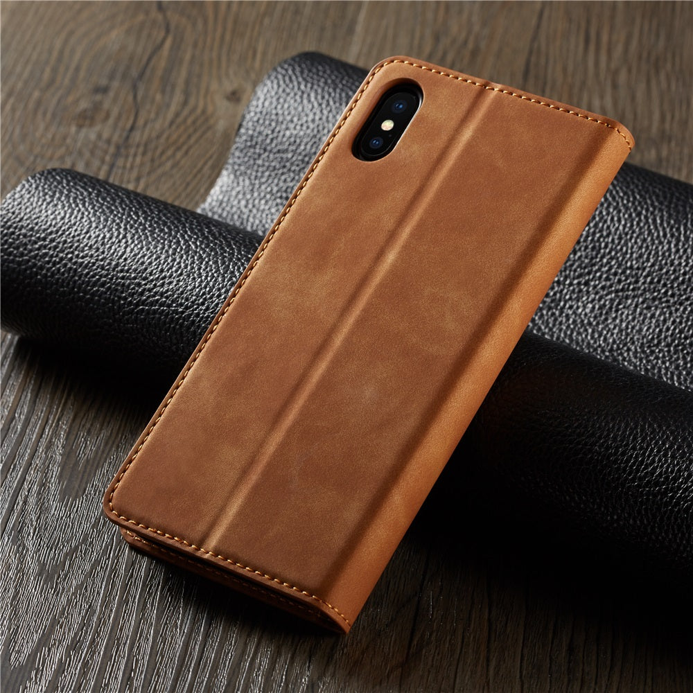 Thin Suede Leather Wallet iPhone Case – Flip Cover with Strong Magnet, Card Holder, and Premium Protection for iPhone Models