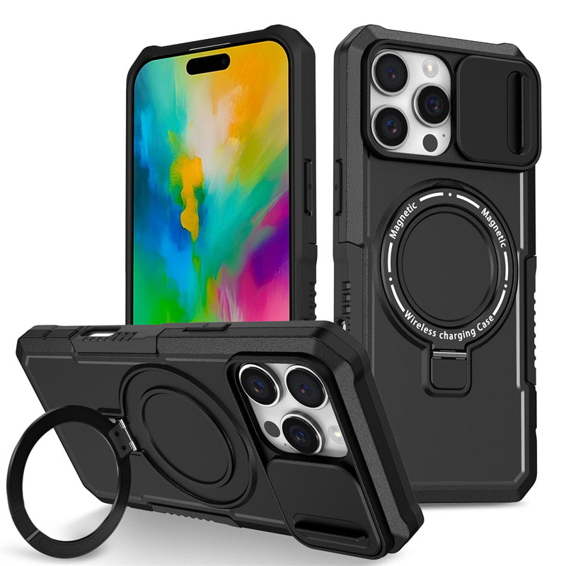 MagSafe Armor iPhone Case – Magnetic Holder, Wireless Charging, Slide Camera Protection, Full-Body Cover for iPhone Models