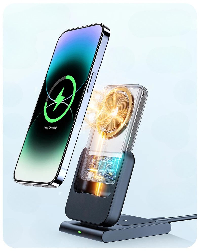 Premium 3-in-1 Magnetic Wireless Charging Station & Portable Power Bank – Fast Charger for iPhone, Apple Watch & AirPods with Detachable Design