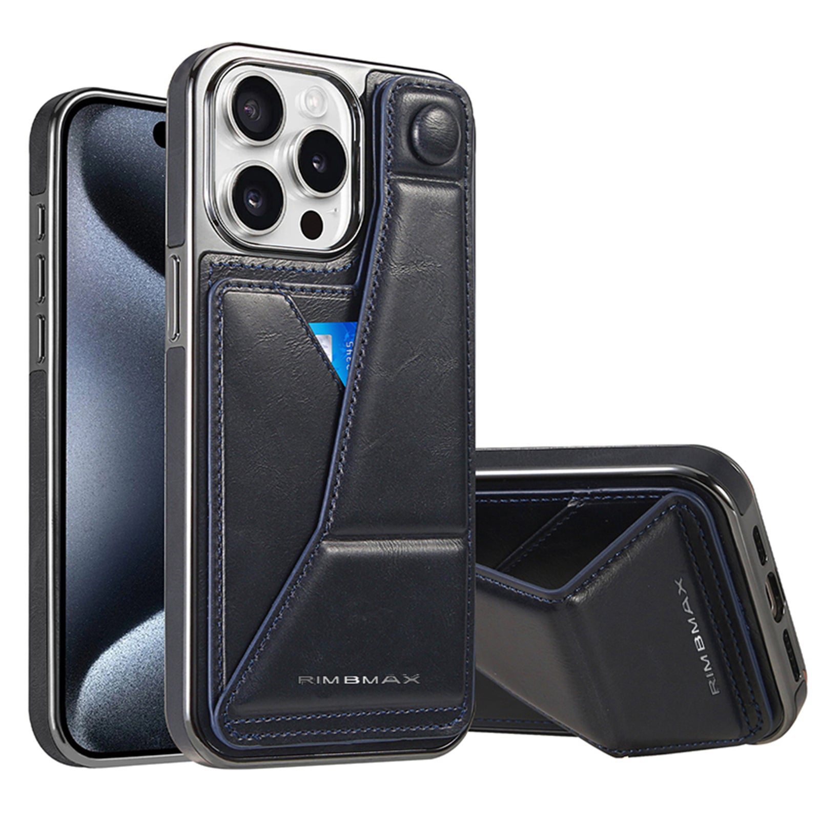 Luxury Electroplated Leather iPhone Case – Stand Card Holder, Premium Anti-Fall Protection, Stylish Design, and Durable Cover for Ultimate Convenience