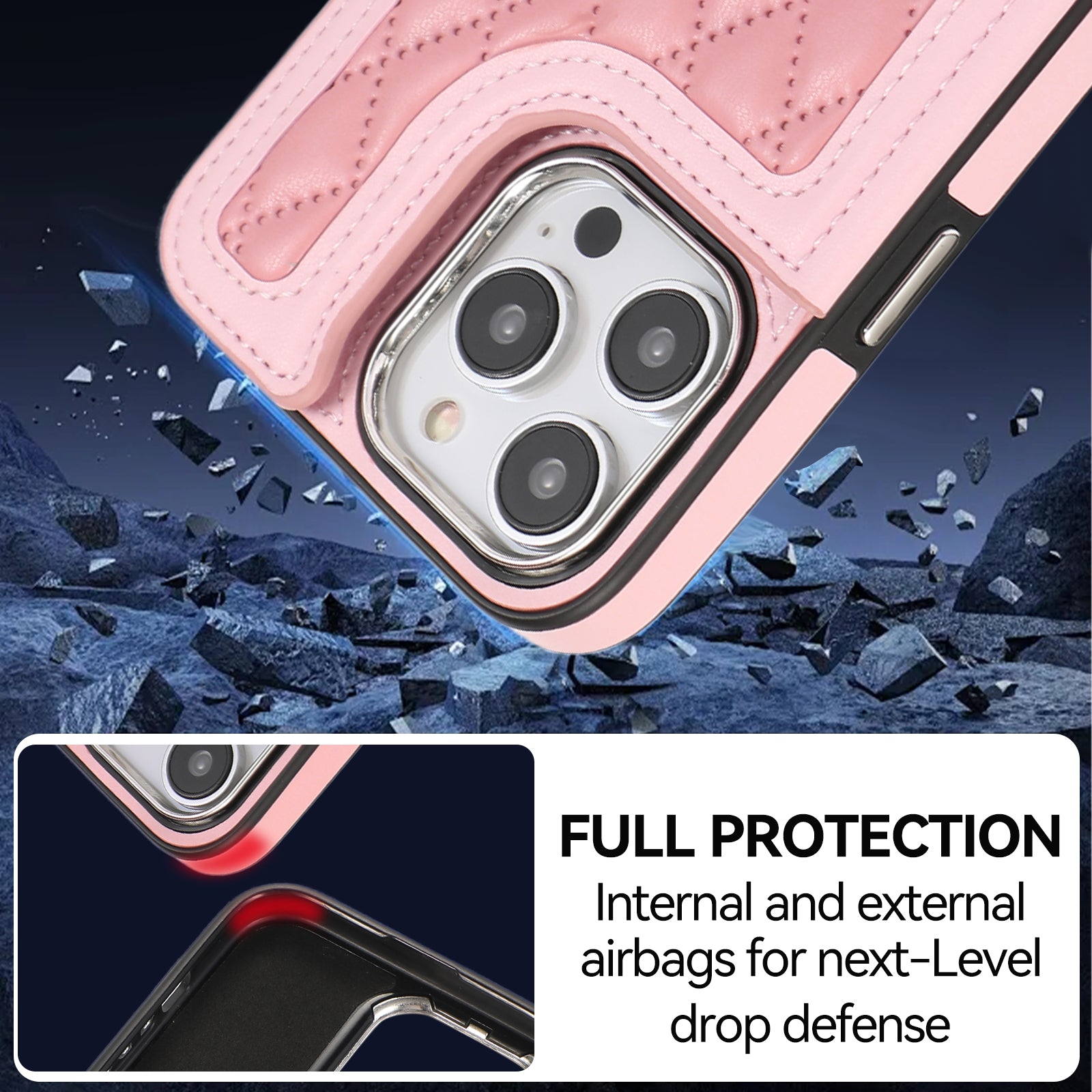 Luxury Crossbody RFID Leather Wallet iPhone Case – Card Slot, Ring Holder, Double Buckle, Lanyard Bag Cover, Magnetic Closure