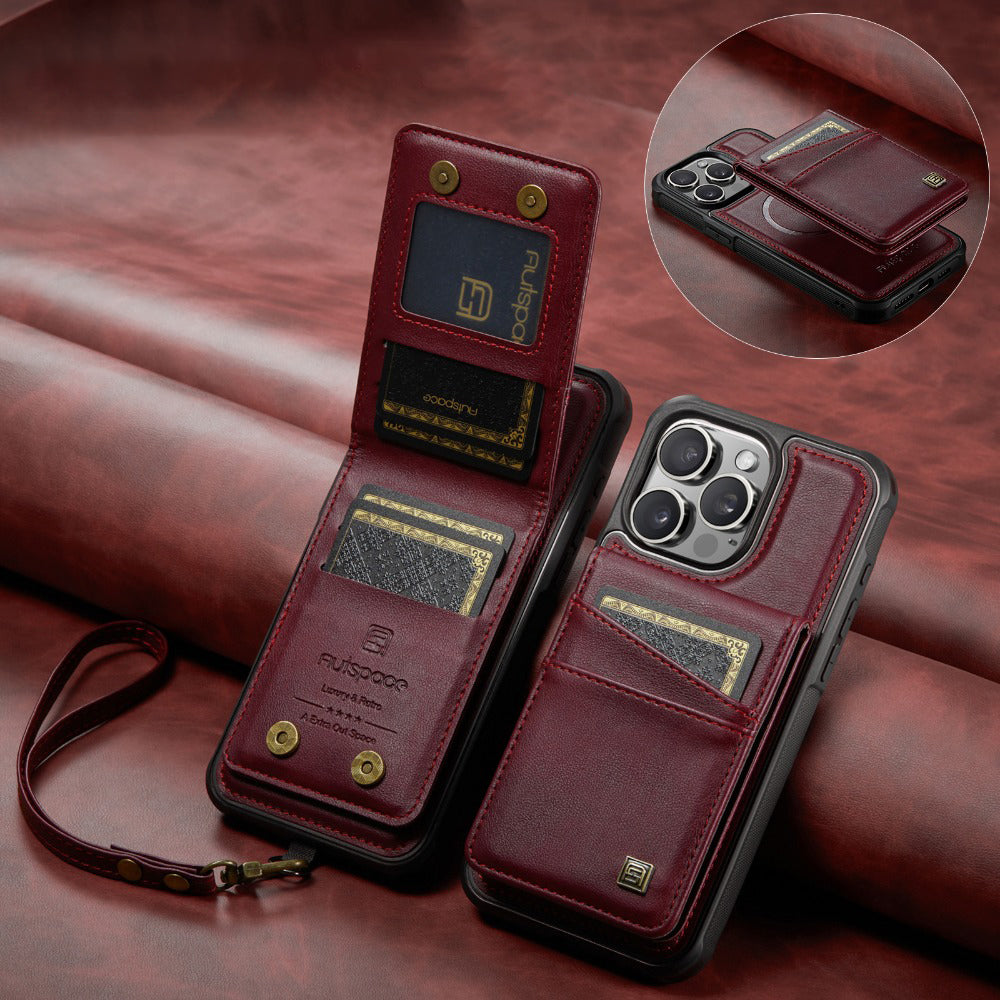 Luxury 2-in-1 Detachable Leather Flip Cover with Card Holder, Wrist Strap and Secure Magnetic Closure for Ultimate Protection