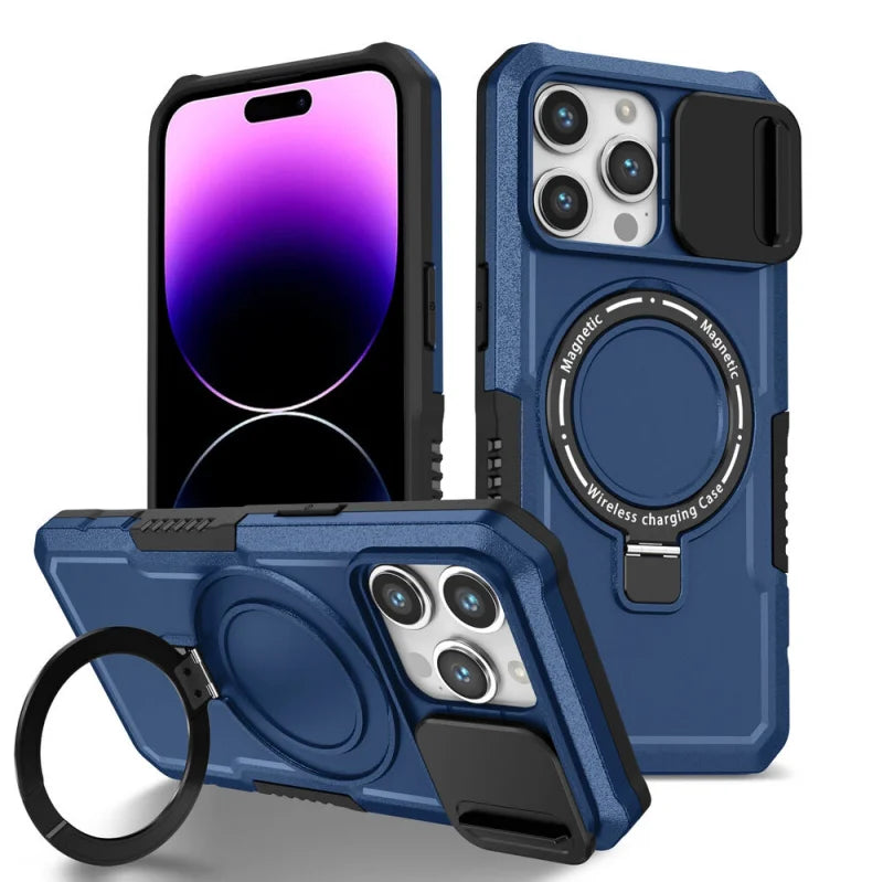 MagSafe Armor iPhone Case – Magnetic Holder, Wireless Charging, Slide Camera Protection, Full-Body Cover for iPhone Models