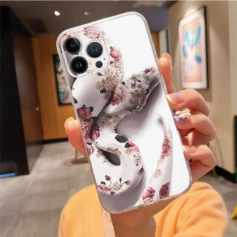 Luxury Apple iPhone Case, MagSafe Compatible, Camera Lens and Screen Protection, Ultra Thin, Shockproof, Magnetic, Full All Around Protection, Snake Pattern Soft Cover