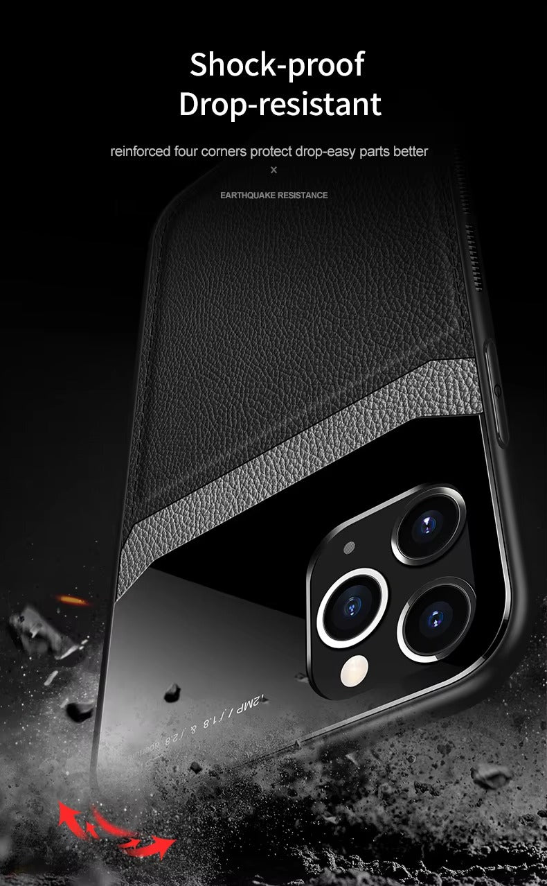 Premium Apple iPhone Case MagSafe Compatible, Camera Lens & Screen Protection Cover with Leather Texture Camera Guard