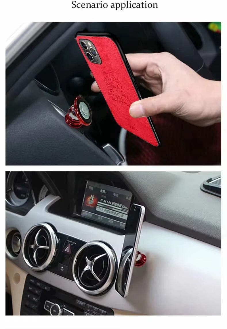 Premium  Fashion Cloth iPhone Case – Built-in Magnetic Iron, Deer & Cat Design Durable Protective Shell | Case for iPhone