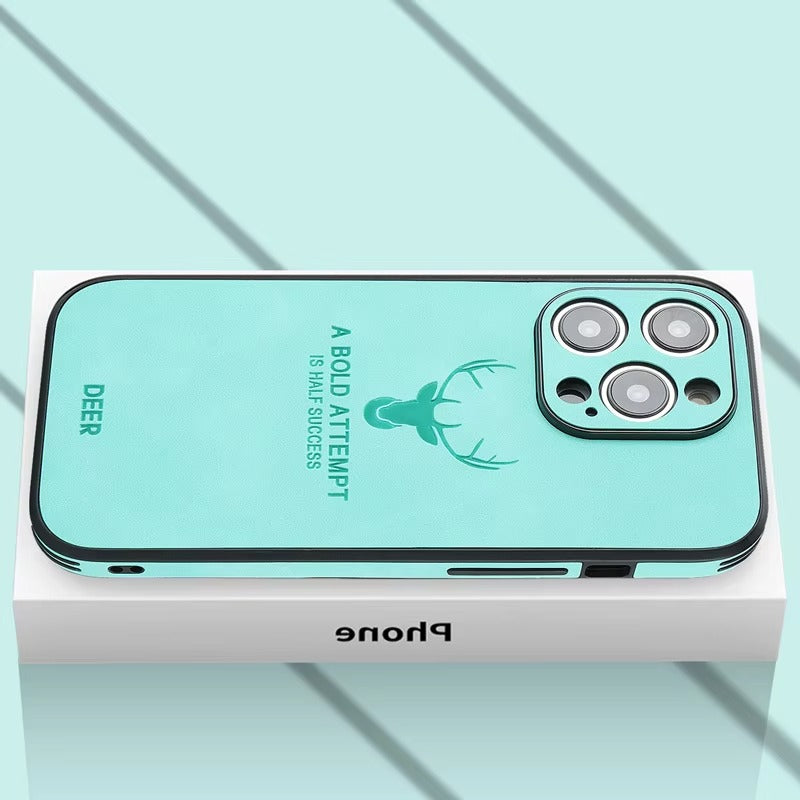Premium  Fashion Cloth iPhone Case – Built-in Magnetic Iron, Deer & Cat Design Durable Protective Shell | Case for iPhone