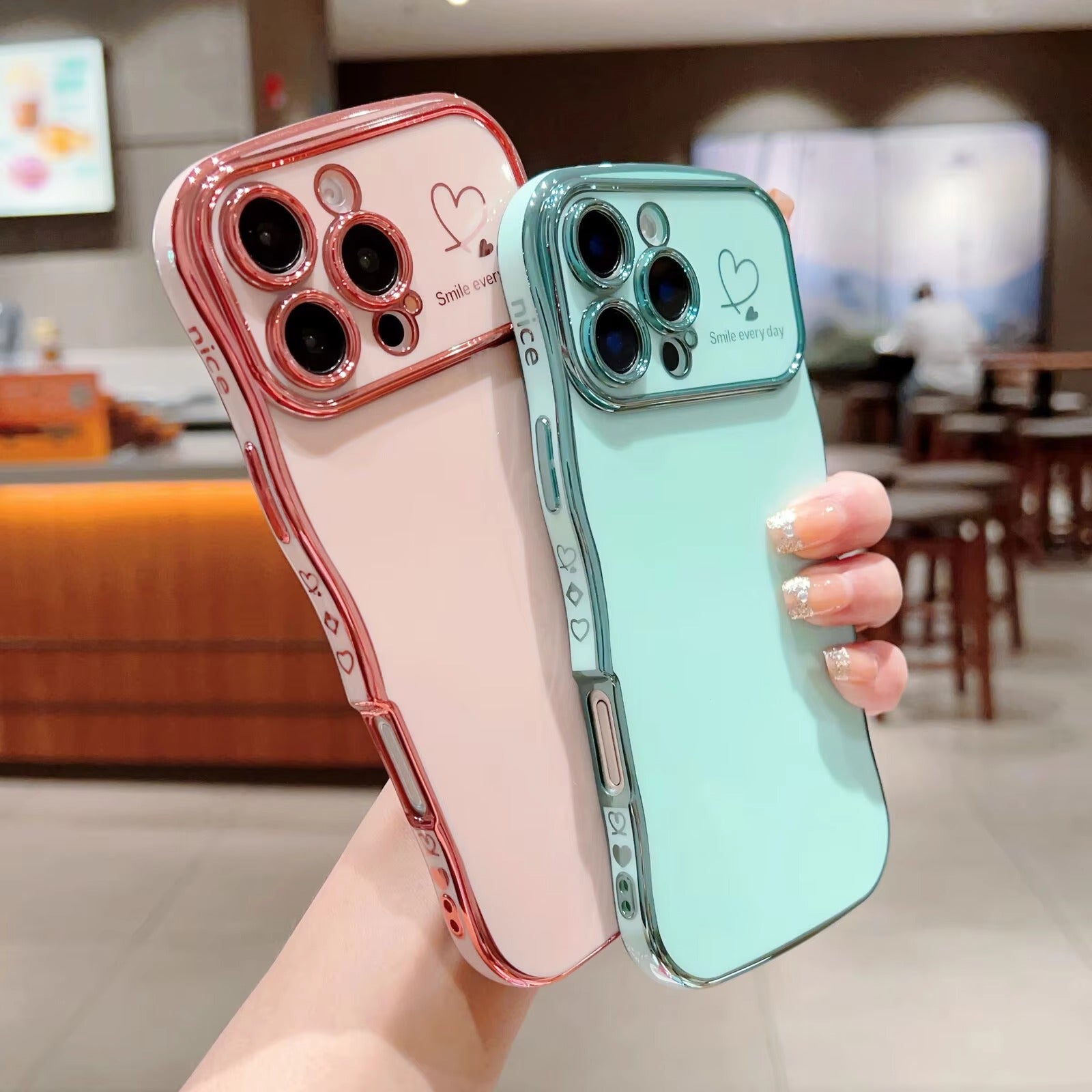 Luxury Apple iPhone Case MagSafe Compatible, Camera Lens & Screen Protection All Around Protection Cover with  Heart Design