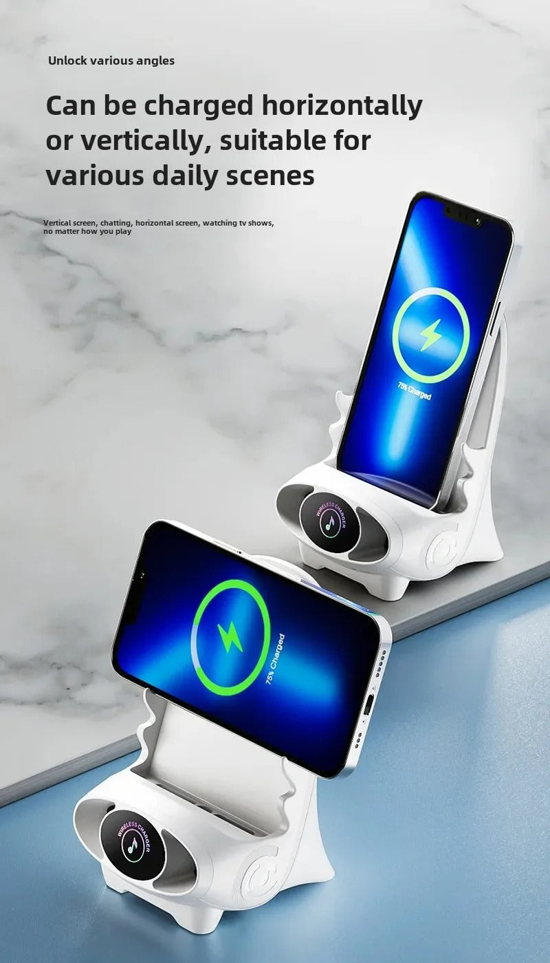 Premium Universal Wireless Charging Stand – 15W Fast Charger Dock with Cooling Hole Design, Phone Holder Function and Aromatherapy Feature for iPhone & Samsung