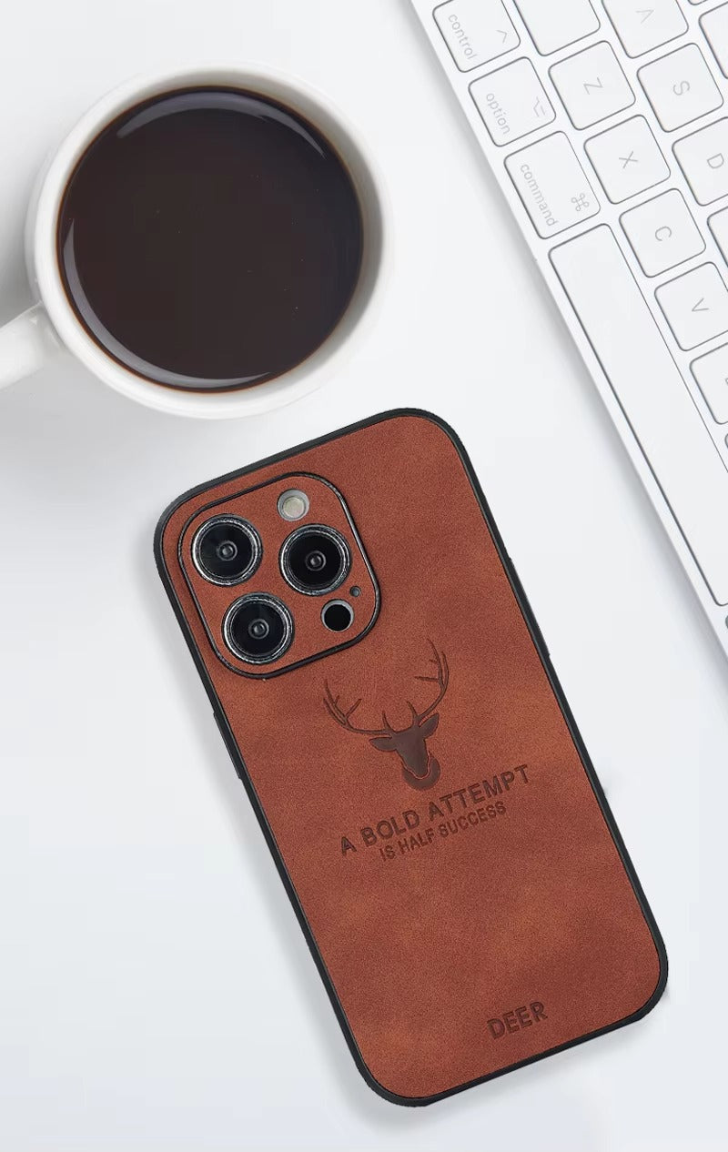 Premium  Fashion Cloth iPhone Case – Built-in Magnetic Iron, Deer & Cat Design Durable Protective Shell | Case for iPhone