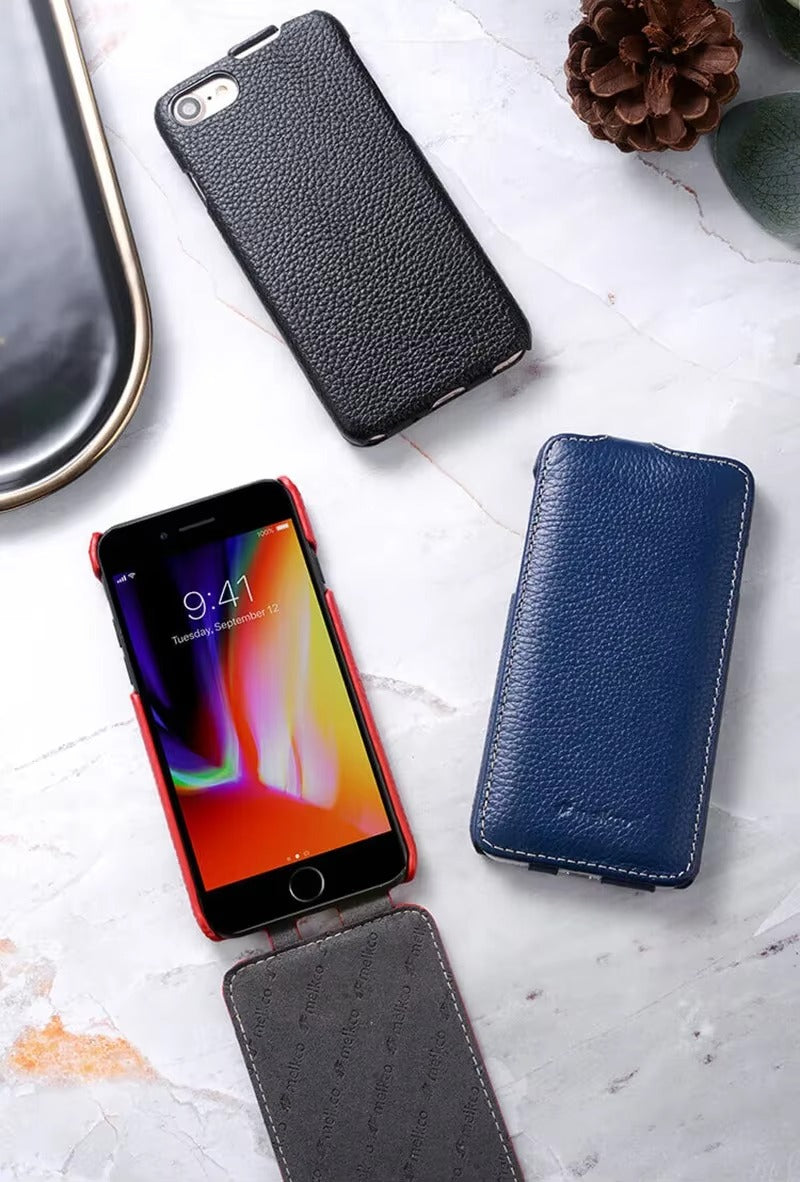 Premium Genuine Leather Flip iPhone Case – 100% Cowhide, Luxury Design, Stylish & Durable Protective Cover | Case for iPhone