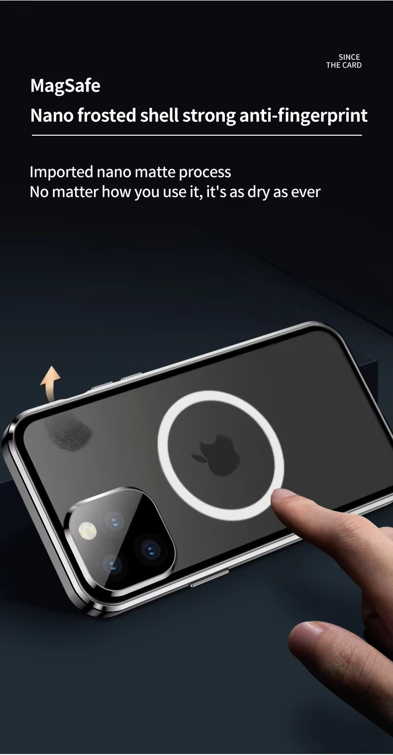 Premium Apple iPhone Case MagSafe Compatible, Magnetic Full All Around Protection Cover with 360 Metal Glass Alloy Shield