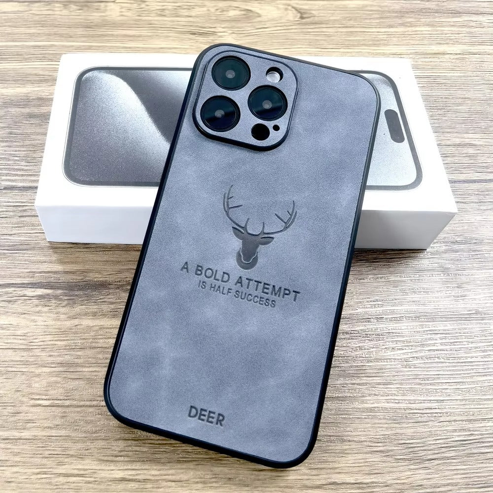 Premium  Fashion Cloth iPhone Case – Built-in Magnetic Iron, Deer & Cat Design Durable Protective Shell | Case for iPhone