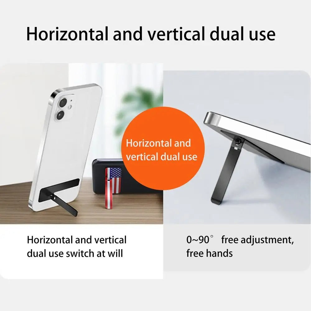 Premium Ultra-Thin Phone Holder Stand – 2PC Invisible Foldable Bracket, 0.6mm Stainless Steel Grip Mount, Dual-Angle Desktop Support for Smartphones