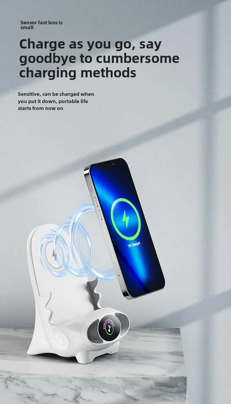 Premium Universal Wireless Charging Stand – 15W Fast Charger Dock with Cooling Hole Design, Phone Holder Function and Aromatherapy Feature for iPhone & Samsung