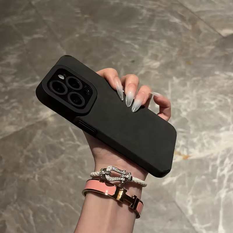 Premium Matte Leather Silicone iPhone Case – Lens Protection, Bumper Design, Stylish & Durable Cover | Case for iPhone