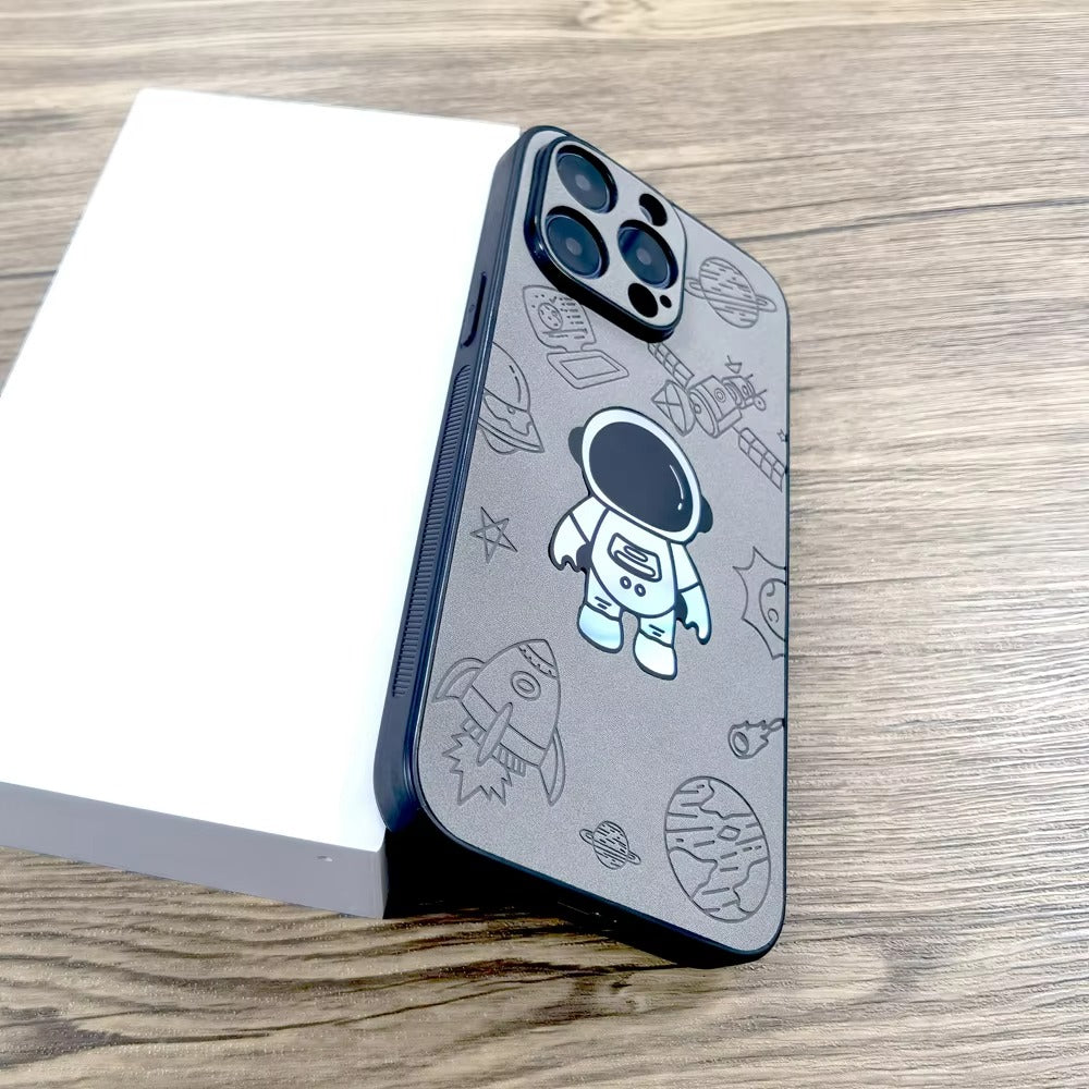 Premium  Gradient Laser Astronaut iPhone Case – Faux Leather, Full Back Protection, Stylish & Durable Cover | Case for iPhone