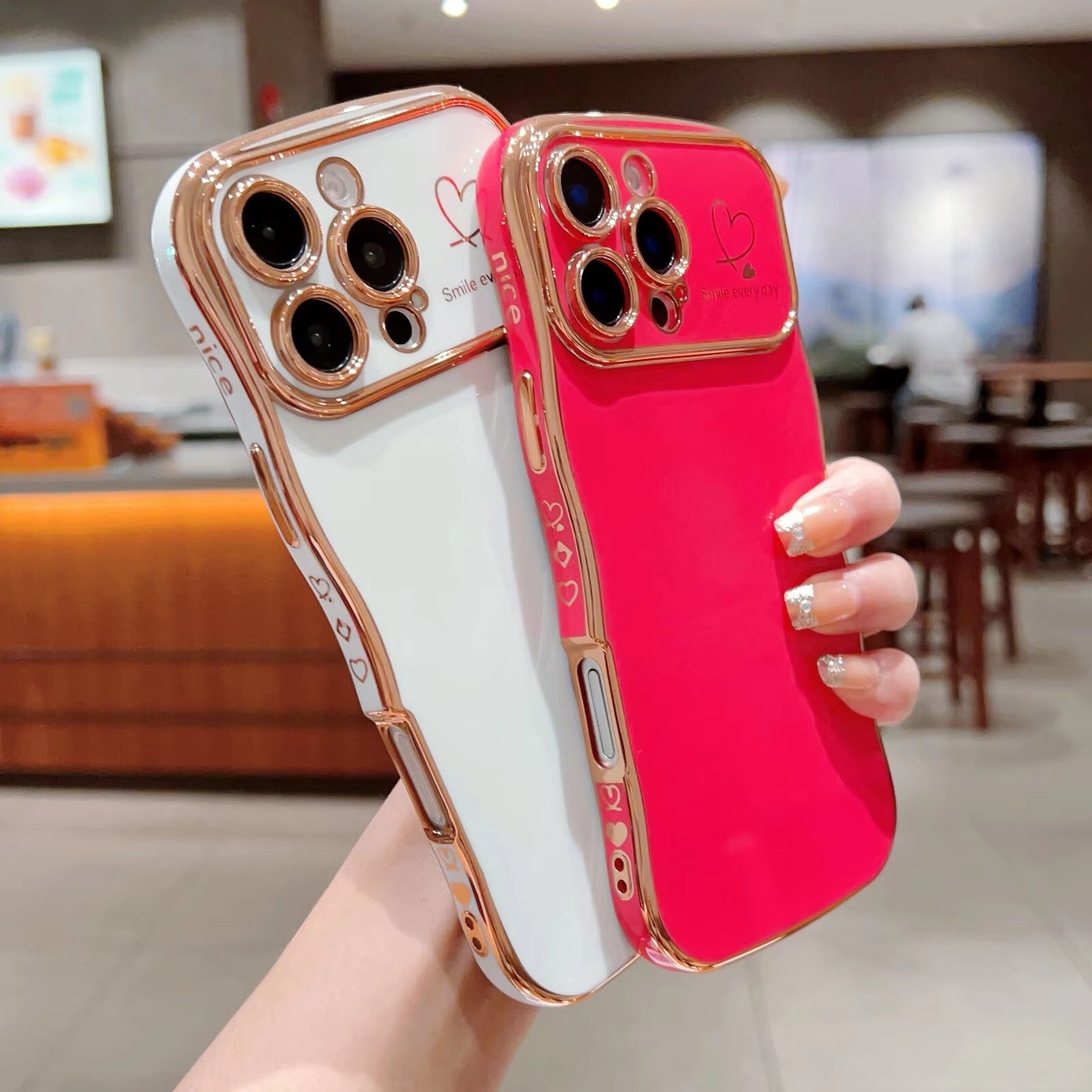 Luxury Apple iPhone Case MagSafe Compatible, Camera Lens & Screen Protection All Around Protection Cover with  Heart Design