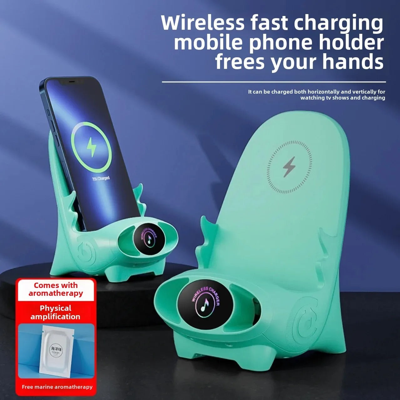 Premium Universal Wireless Charging Stand – 15W Fast Charger Dock with Cooling Hole Design, Phone Holder Function and Aromatherapy Feature for iPhone & Samsung