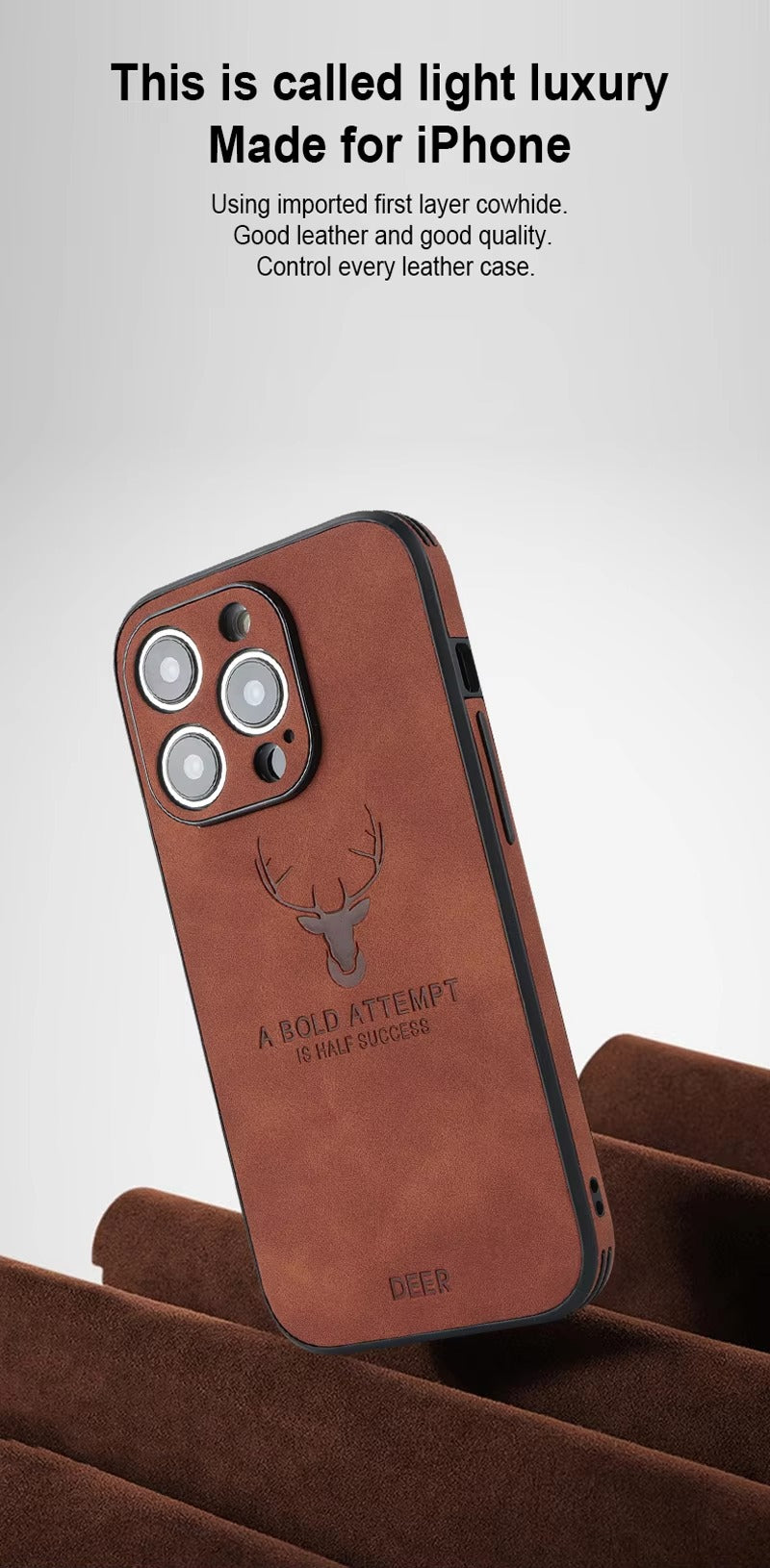 Premium  Fashion Cloth iPhone Case – Built-in Magnetic Iron, Deer & Cat Design Durable Protective Shell | Case for iPhone