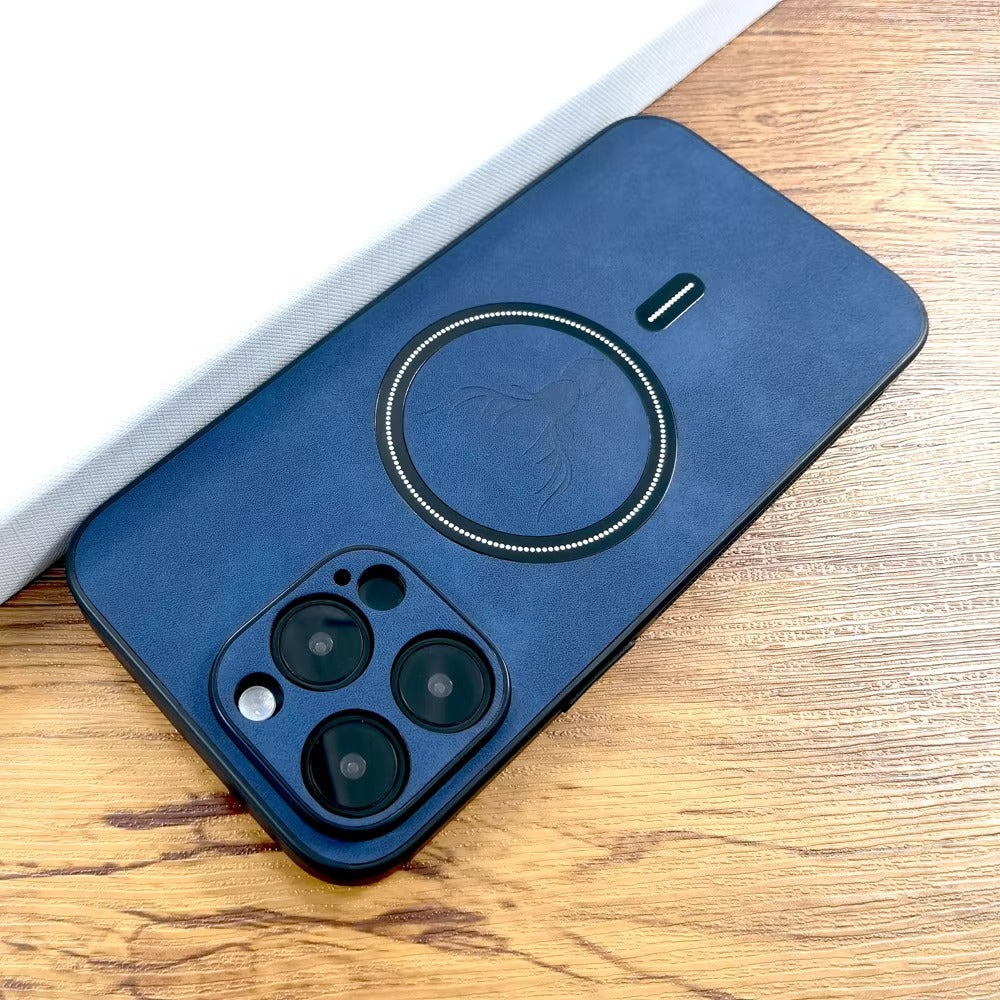 Luxury PU Leather MagSafe iPhone Case – Deer Embossed Design,  Stylish & Durable Full Protection Cover | Case for iPhone