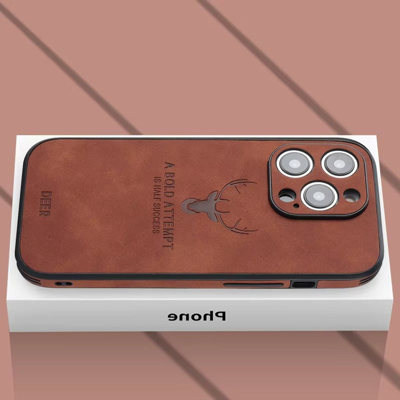Premium  Fashion Cloth iPhone Case – Built-in Magnetic Iron, Deer & Cat Design Durable Protective Shell | Case for iPhone