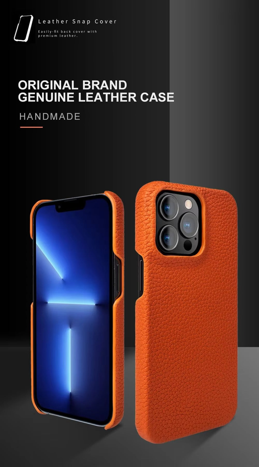 Luxury Natural Cowhide Leather MagSafe iPhone Case – Lychee Texture, Durable & Stylish Phone Back Cover | Case for iPhone