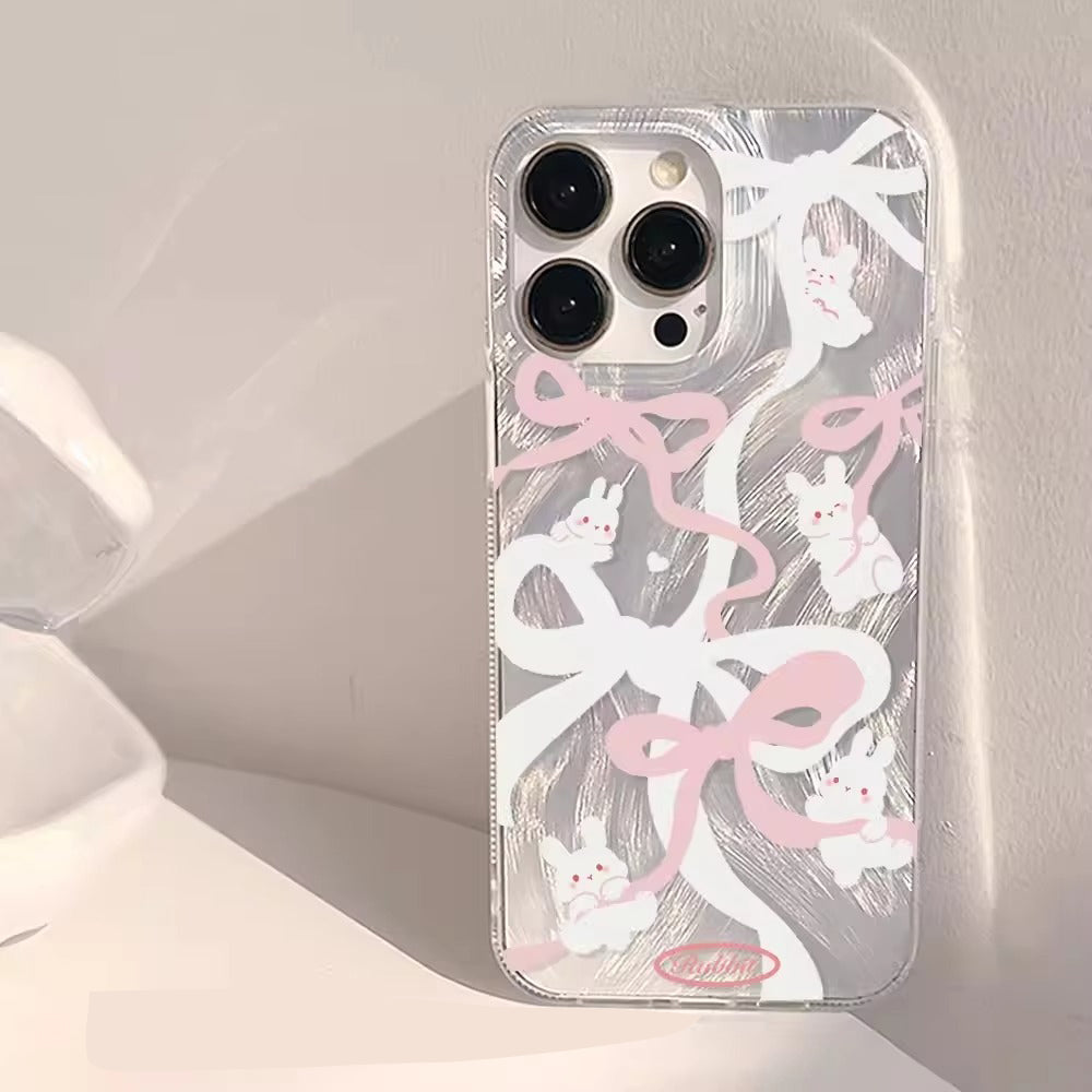 Luxury Apple iPhone Case, MagSafe Compatible, Camera Lens and Screen Protection, Ultra Thin, Shockproof, Magnetic, Full All Around Protection, Laser Silver Bow Bumper Cover