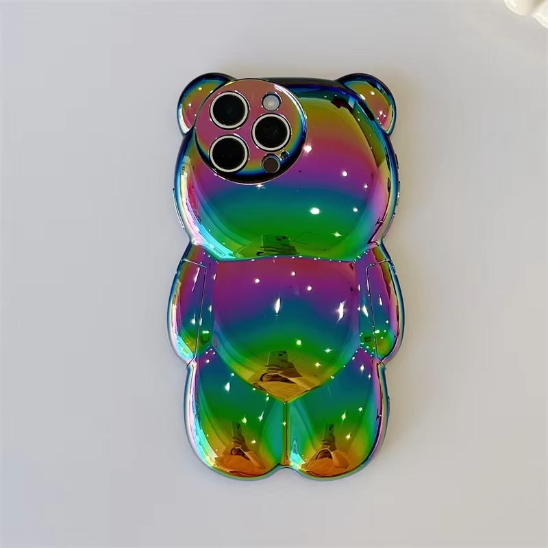 Luxury Apple iPhone Case, MagSafe Compatible, Camera Lens and Screen Protection, Ultra Thin, Shockproof, Magnetic, Full All Around Protection, 3D Bear Gradient Cartoon Cover