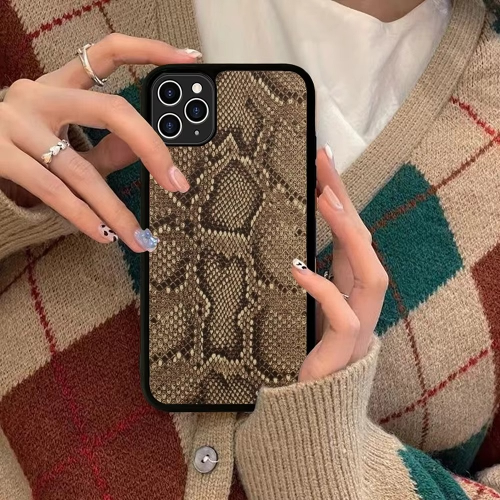Luxury Apple iPhone Case, MagSafe Compatible, Camera Lens and Screen Protection, Ultra Thin, Shockproof, Magnetic, Full All Around Protection, Snake Skin Texture Cover