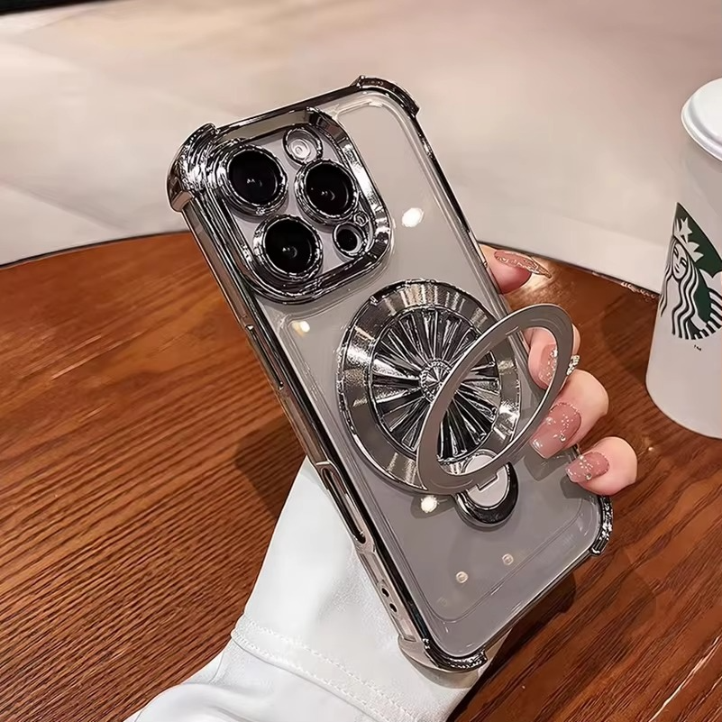 MagSafe iPhone Case with Rotating Gyro Bracket - Airbag Plating,  Design, Wireless Charging Compatible | Case for iPhone