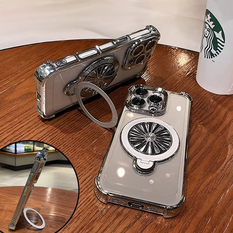 MagSafe iPhone Case with Rotating Gyro Bracket - Airbag Plating,  Design, Wireless Charging Compatible | Case for iPhone