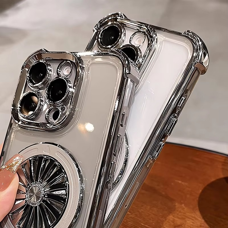 MagSafe iPhone Case with Rotating Gyro Bracket - Airbag Plating,  Design, Wireless Charging Compatible | Case for iPhone