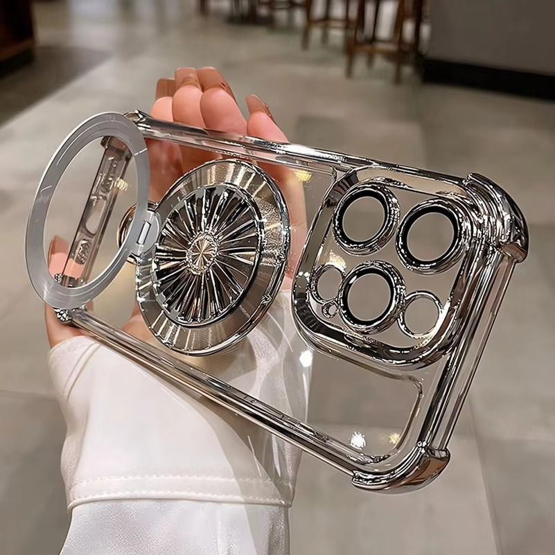 MagSafe iPhone Case with Rotating Gyro Bracket - Airbag Plating,  Design, Wireless Charging Compatible | Case for iPhone