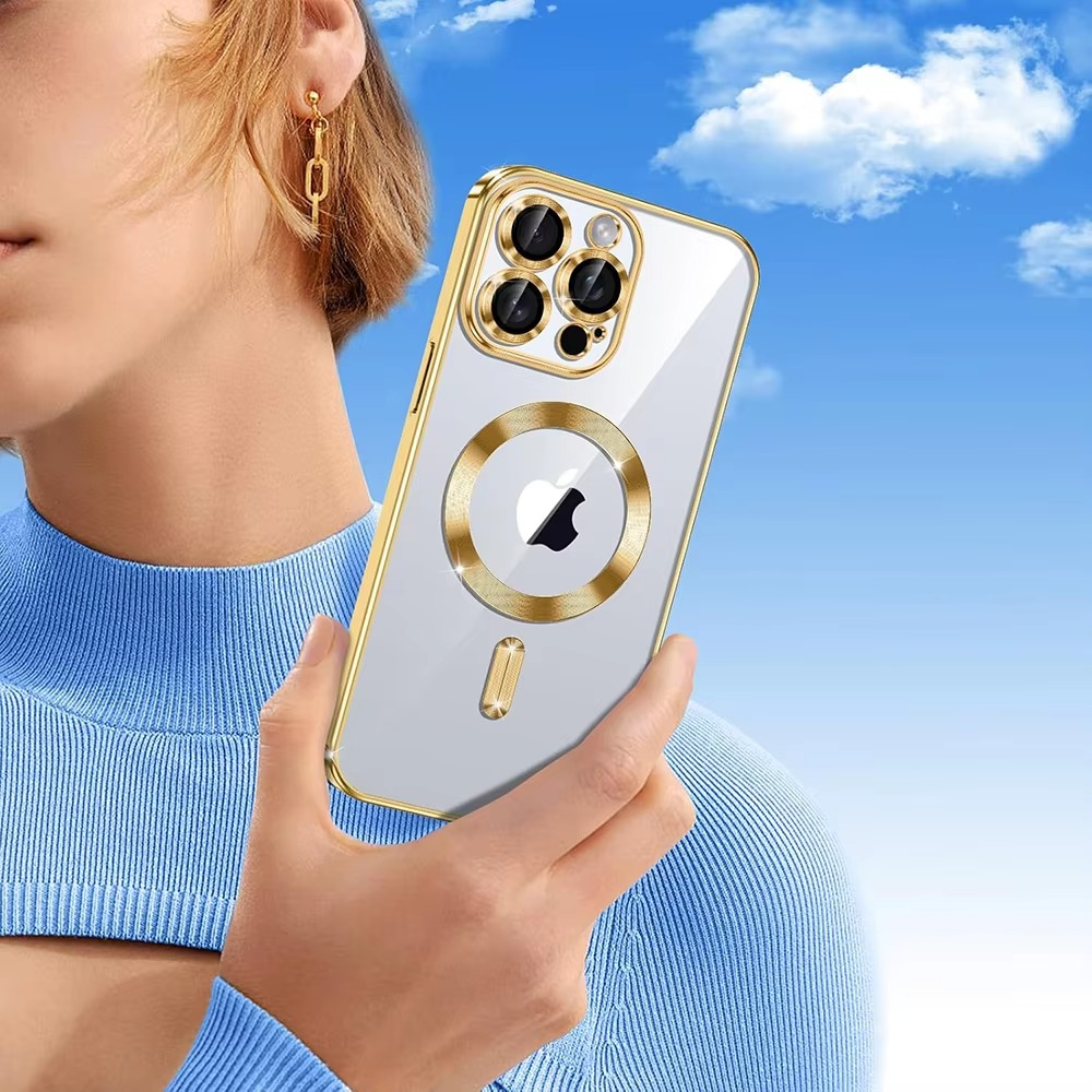 Luxury Desert Gold MagSafe iPhone Case - Magnetic Wireless Charging, Electroplated Bumper, Durable Cover | Case for iPhone