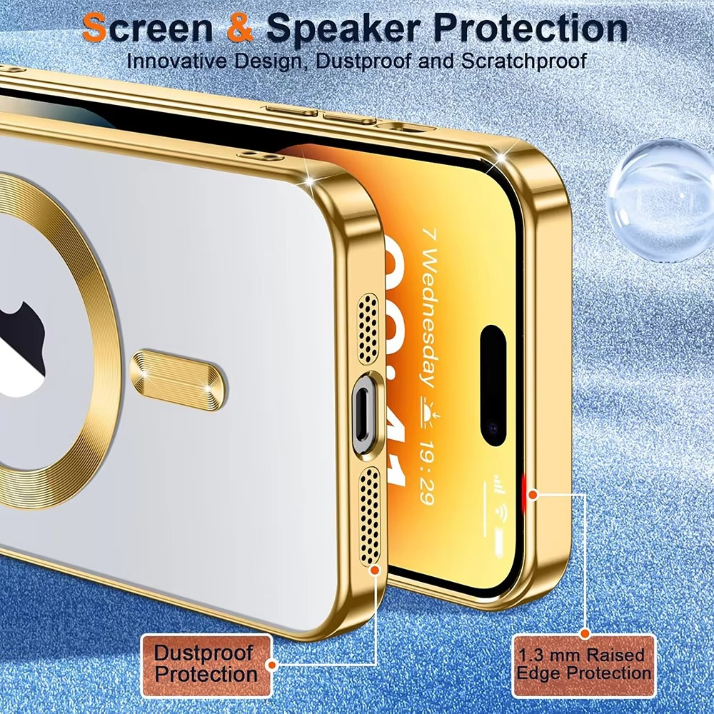 Luxury Desert Gold MagSafe iPhone Case - Magnetic Wireless Charging, Electroplated Bumper, Durable Cover | Case for iPhone