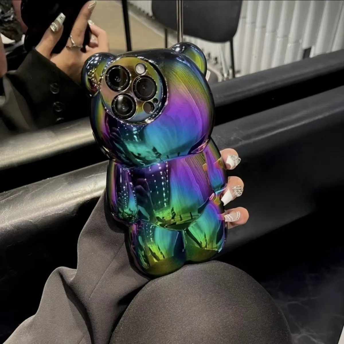 Luxury Apple iPhone Case, MagSafe Compatible, Camera Lens and Screen Protection, Ultra Thin, Shockproof, Magnetic, Full All Around Protection, 3D Bear Gradient Cartoon Cover