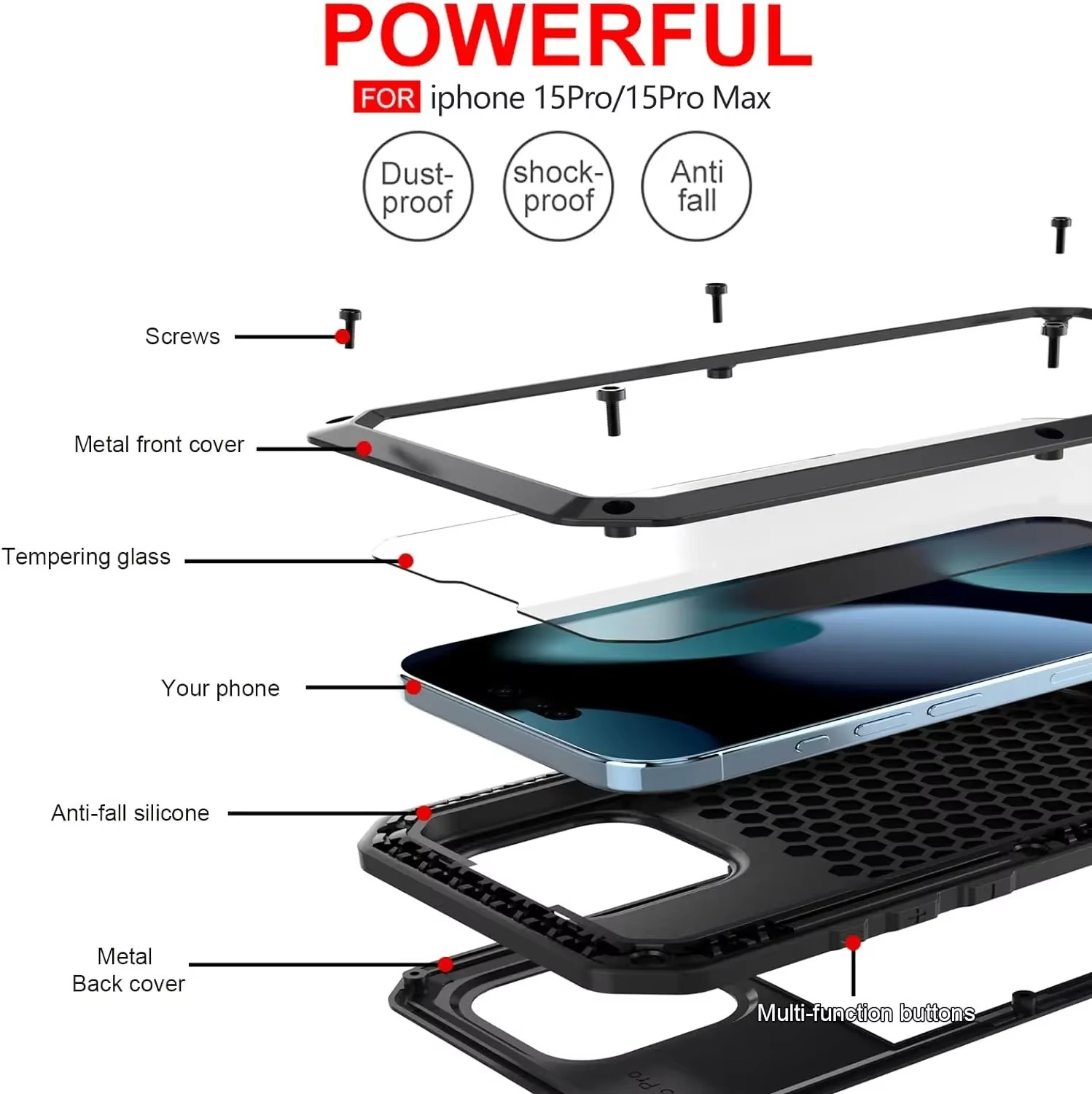 Premium Apple iPhone Case, MagSafe Compatible, Camera Lens and Screen Protection, Ultra Thin, Shockproof, Magnetic, Full All Around Protection, Full Metal Protective Case